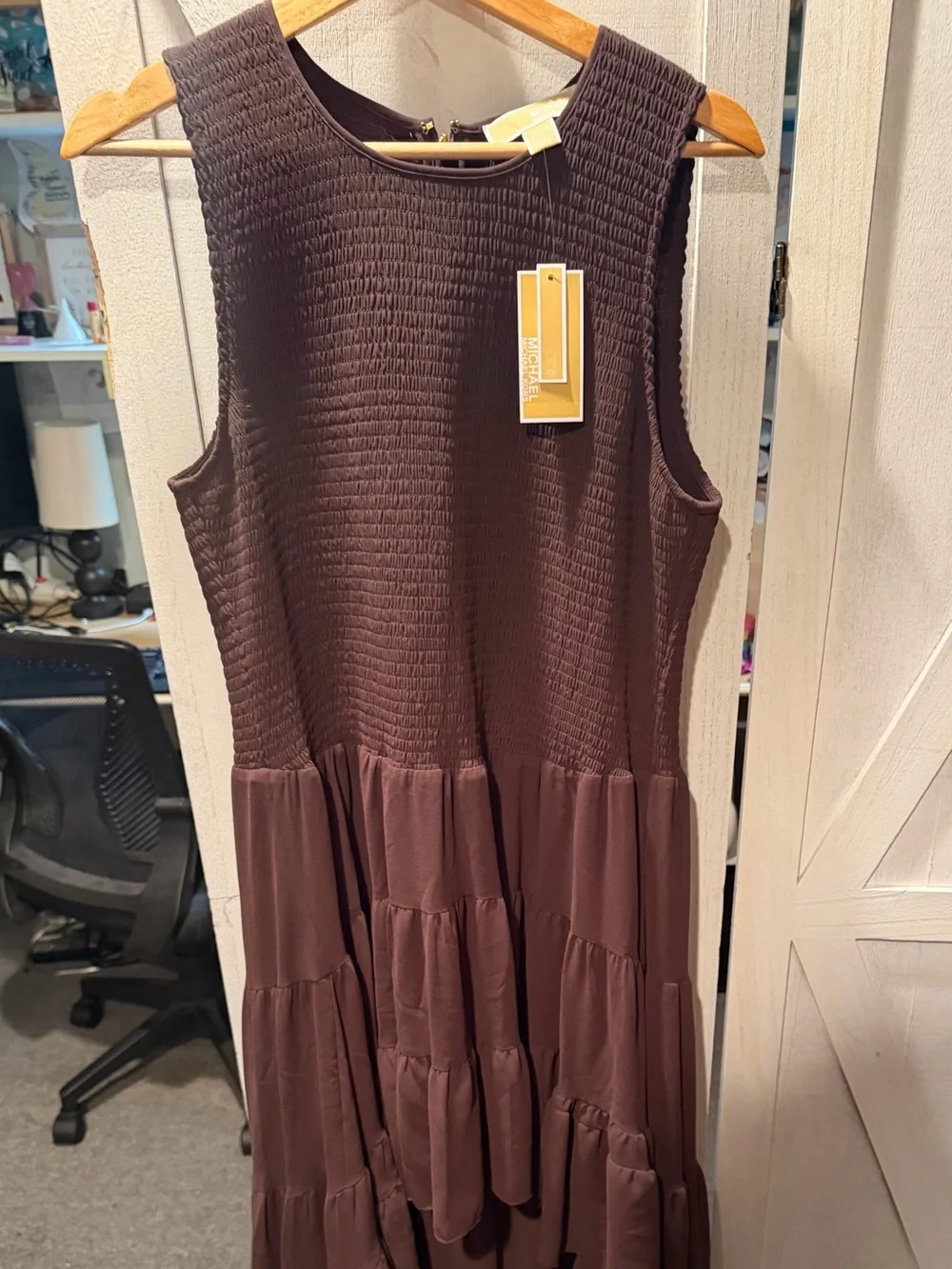 Sleeveless Brown Tiered Maxi Dress - Michael Kors